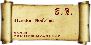 Blander Noémi névjegykártya